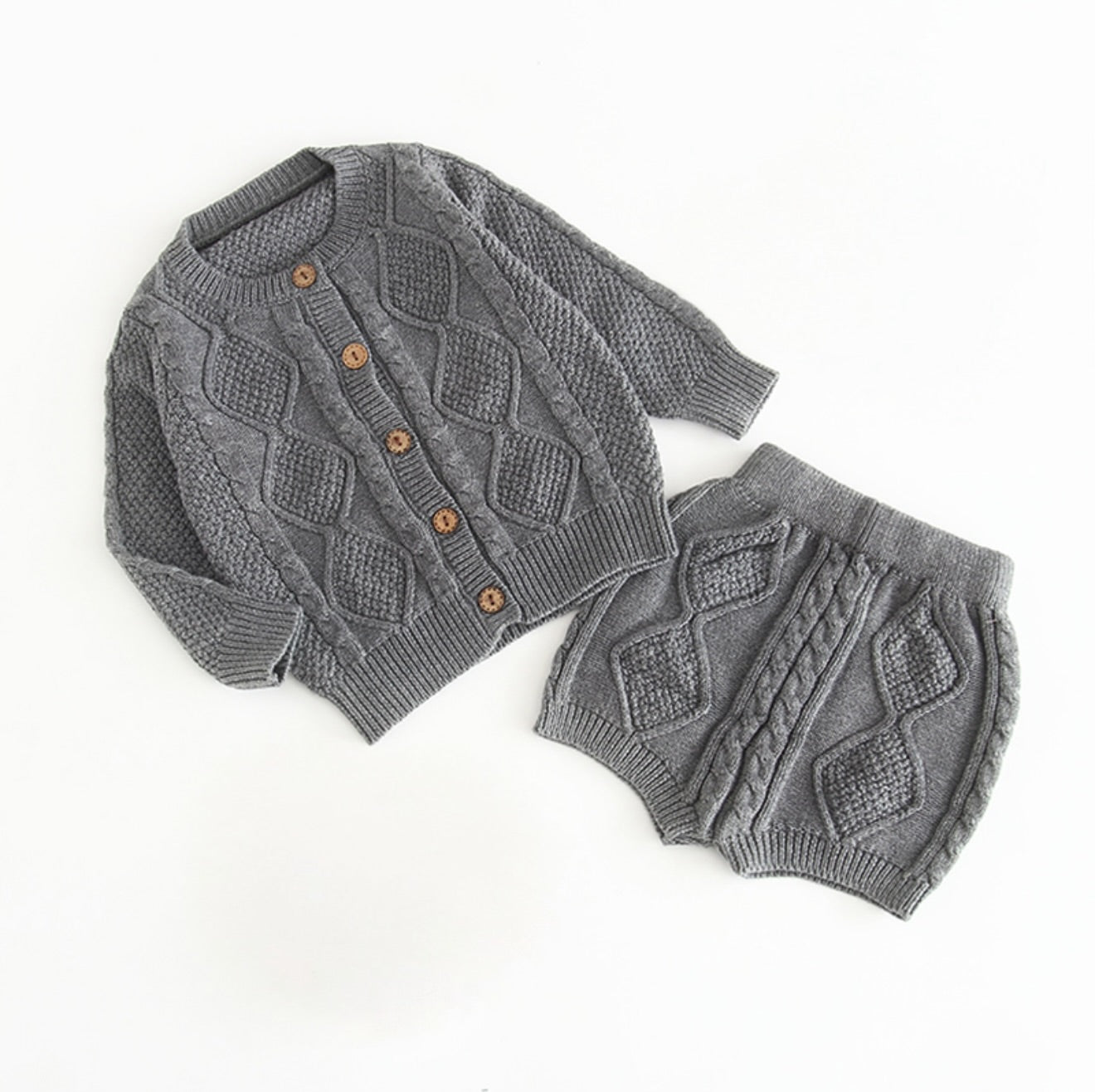 Grey Cable Knit Two-piece Set