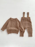 Brown Cable Knit Two-Piece Set