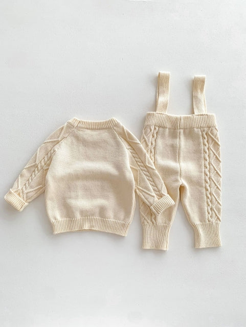 Cream Cable Knit Two-Piece Set