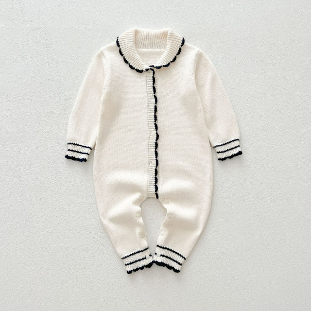 Navy Trim Knit Bodysuit